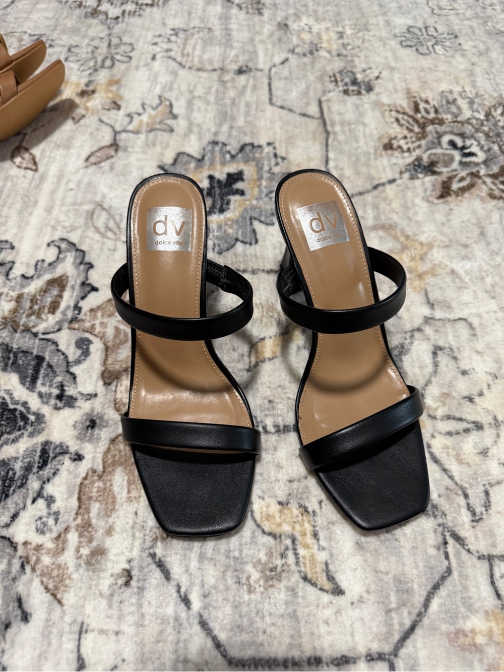 DV by Dolce Vita Black Double-Strap Block Heel Sandals